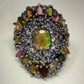 Genuine Faceted Fiery Natural Opal with Tanzanite & Tourmalines Ring