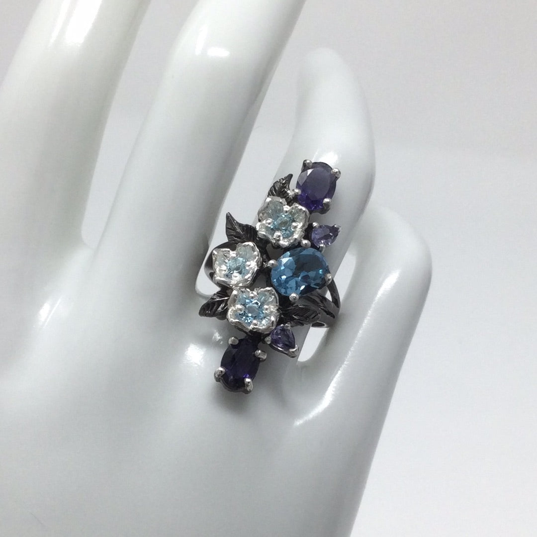 Genuine Blue Topaz & Iolite Ring