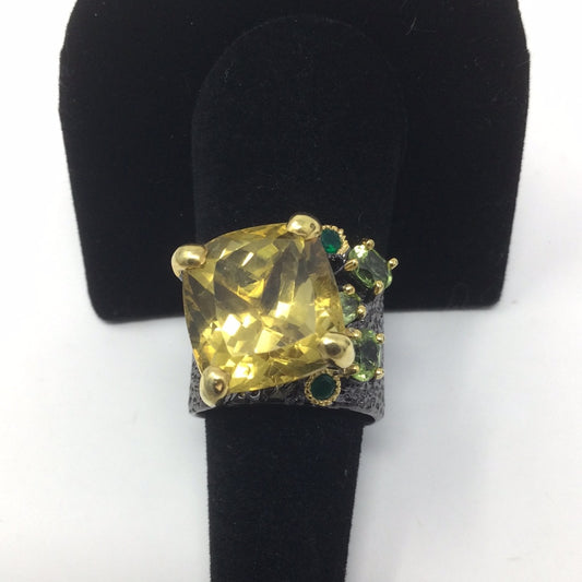 Stylized Edgy Genuine Citrine Ring