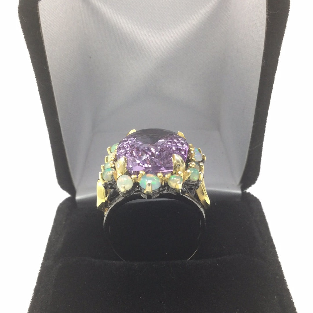 Genuine Amethyst & Opal Ring