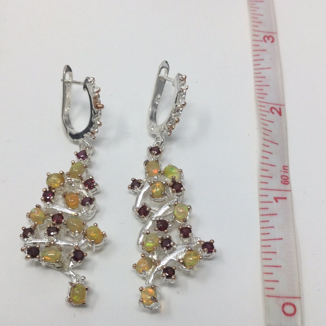 Mesmerizing Opal & Garnet Earrings