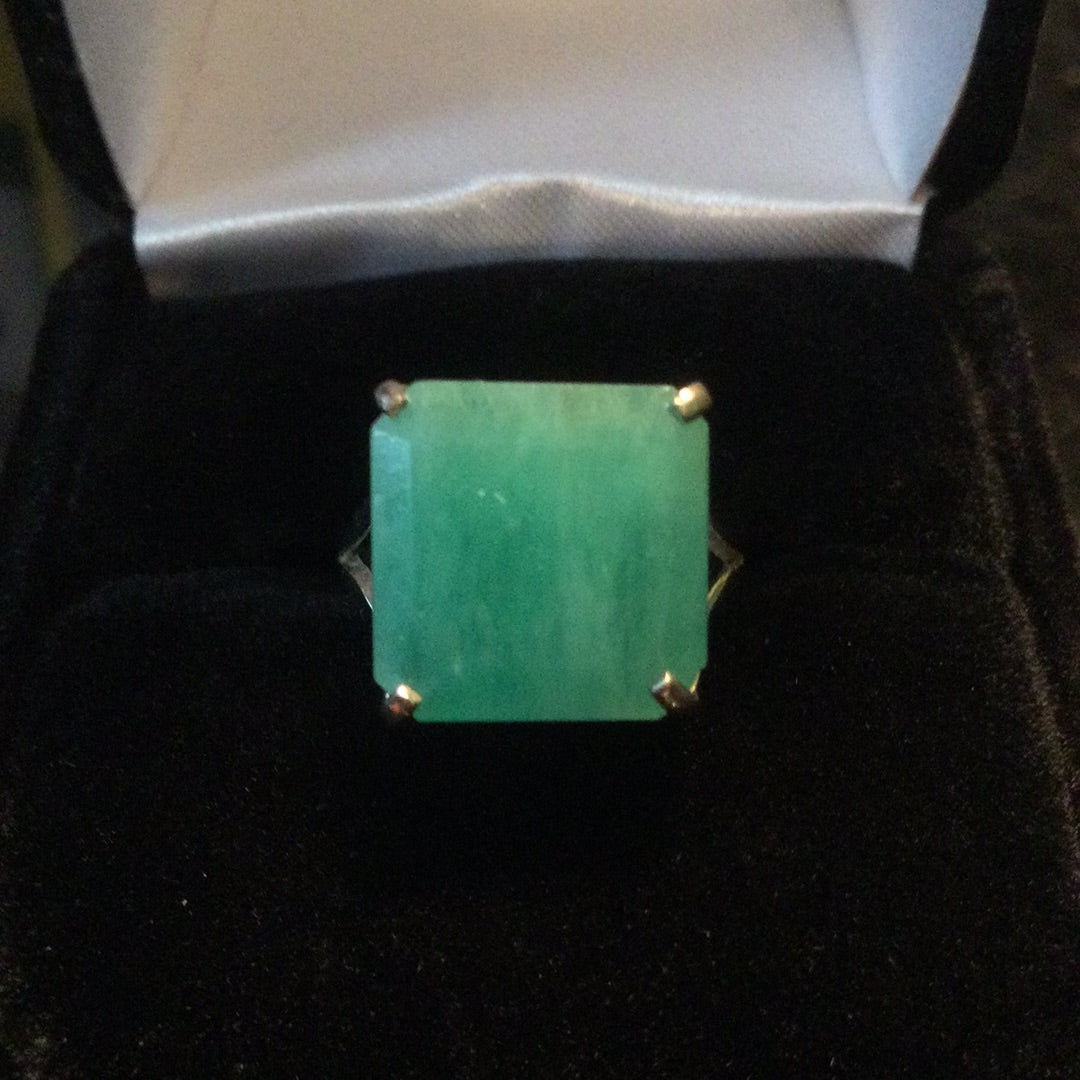 Genuine Square Cut Emerald Ring