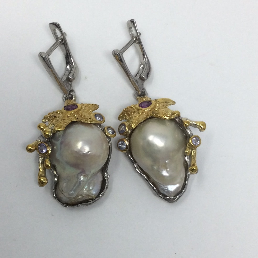 Genuine Baroque Pearl Earrings