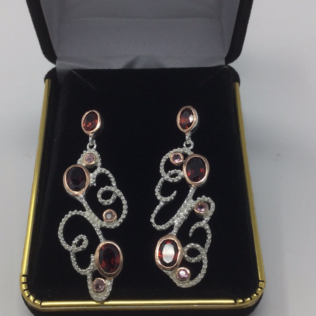 Genuine Garnet & Tourmaline Earrings