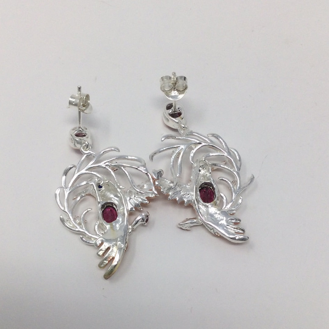 Genuine Garnet Hummingbird Earrings