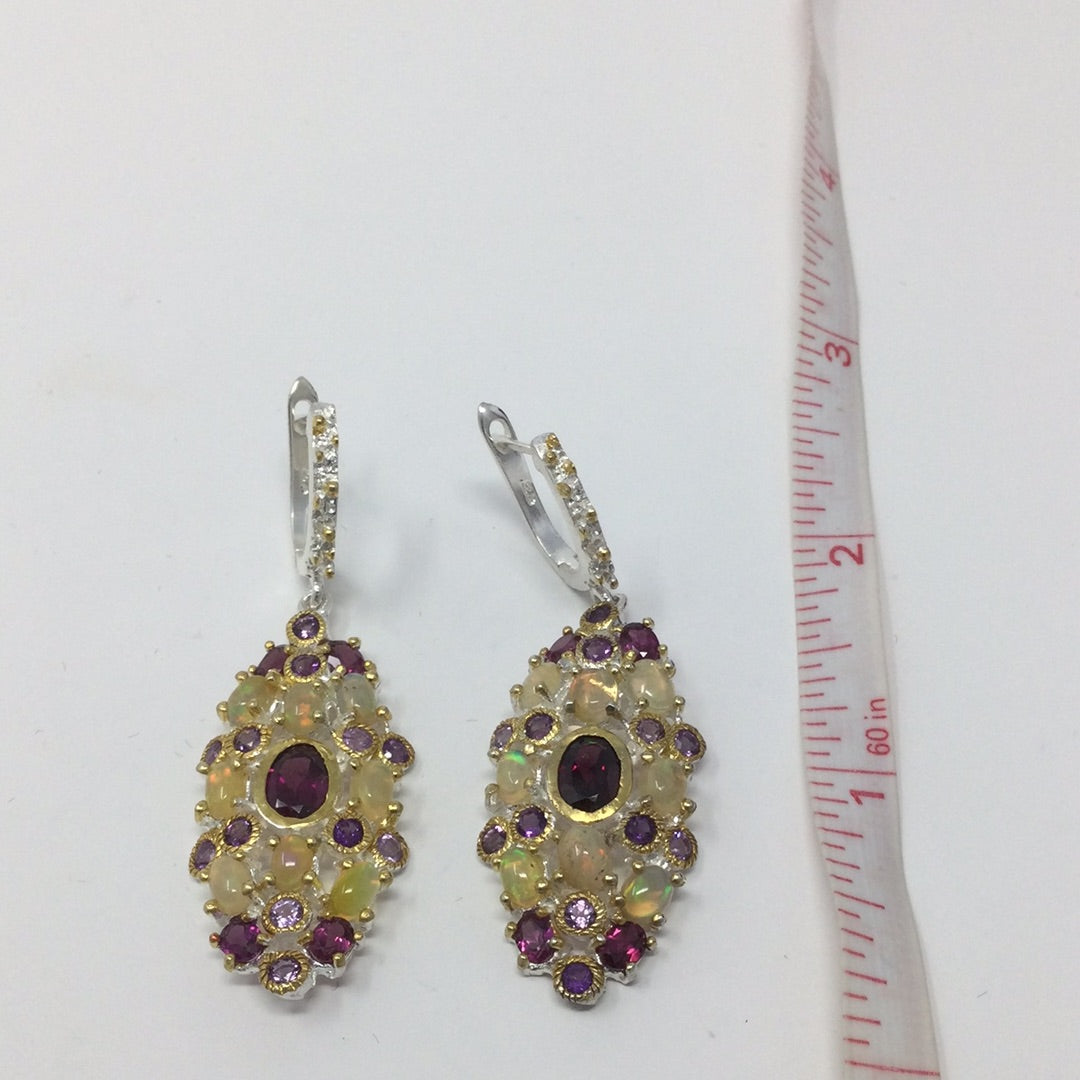 Bejeweled Garnet & Opal Earrings