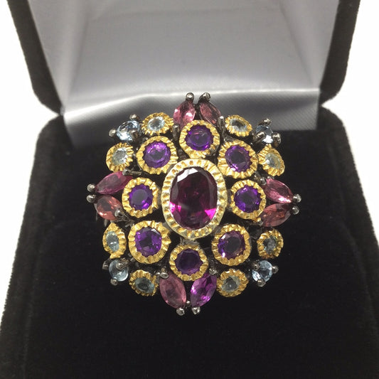 Genuine Garnets & Amethyst Ring