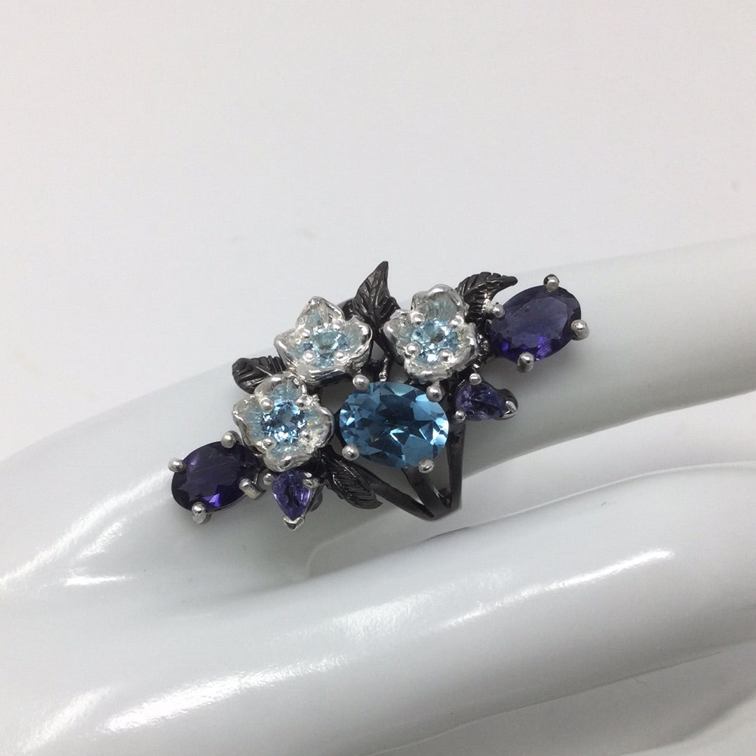 Genuine Blue Topaz & Iolite Ring