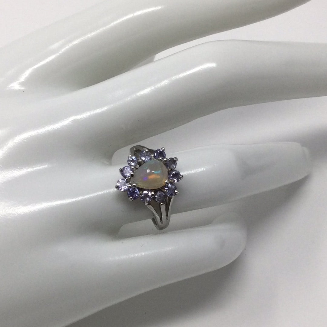 Genuine Opal & Tanzanite Ring