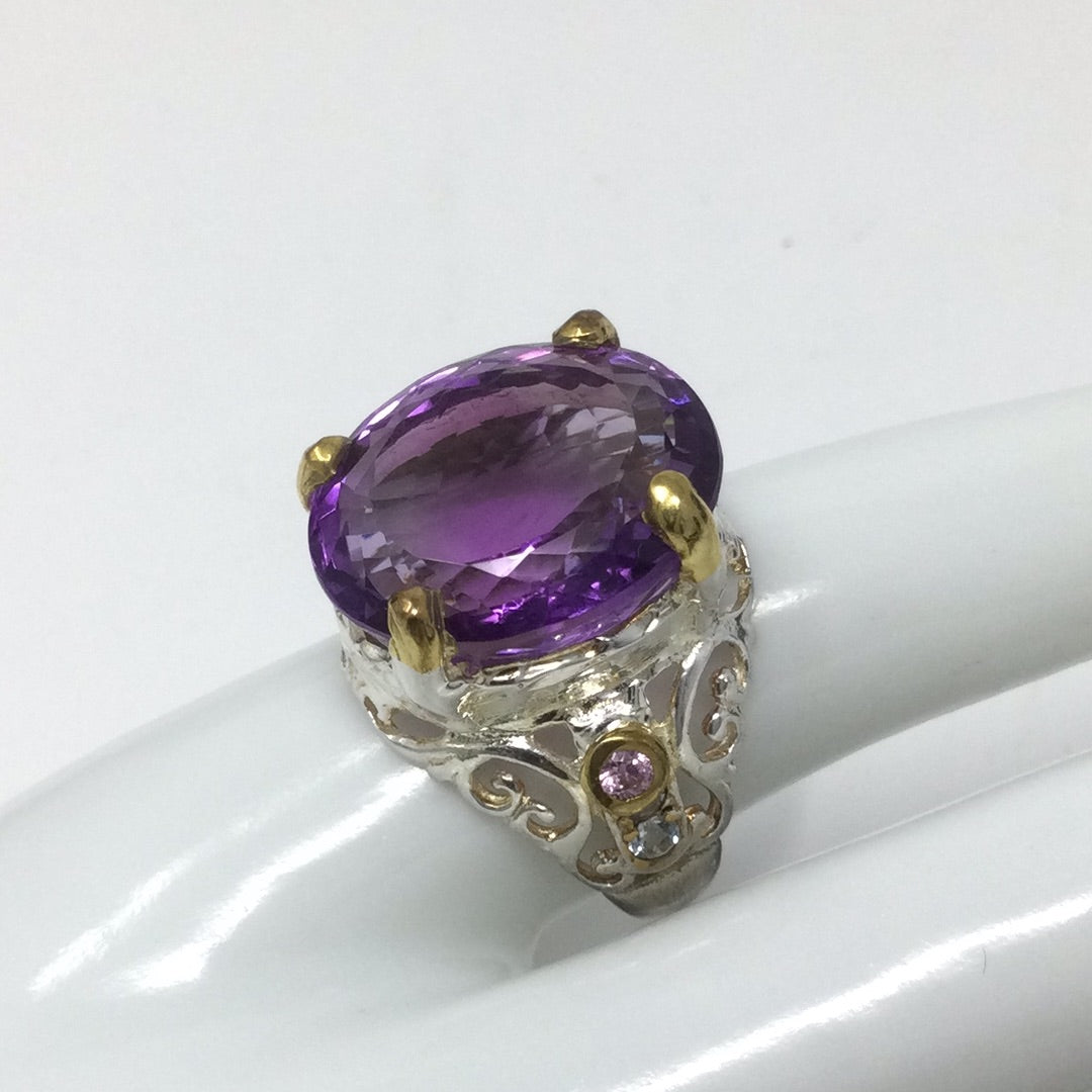 Intense Royal Purple Genuine Amethyst Ring