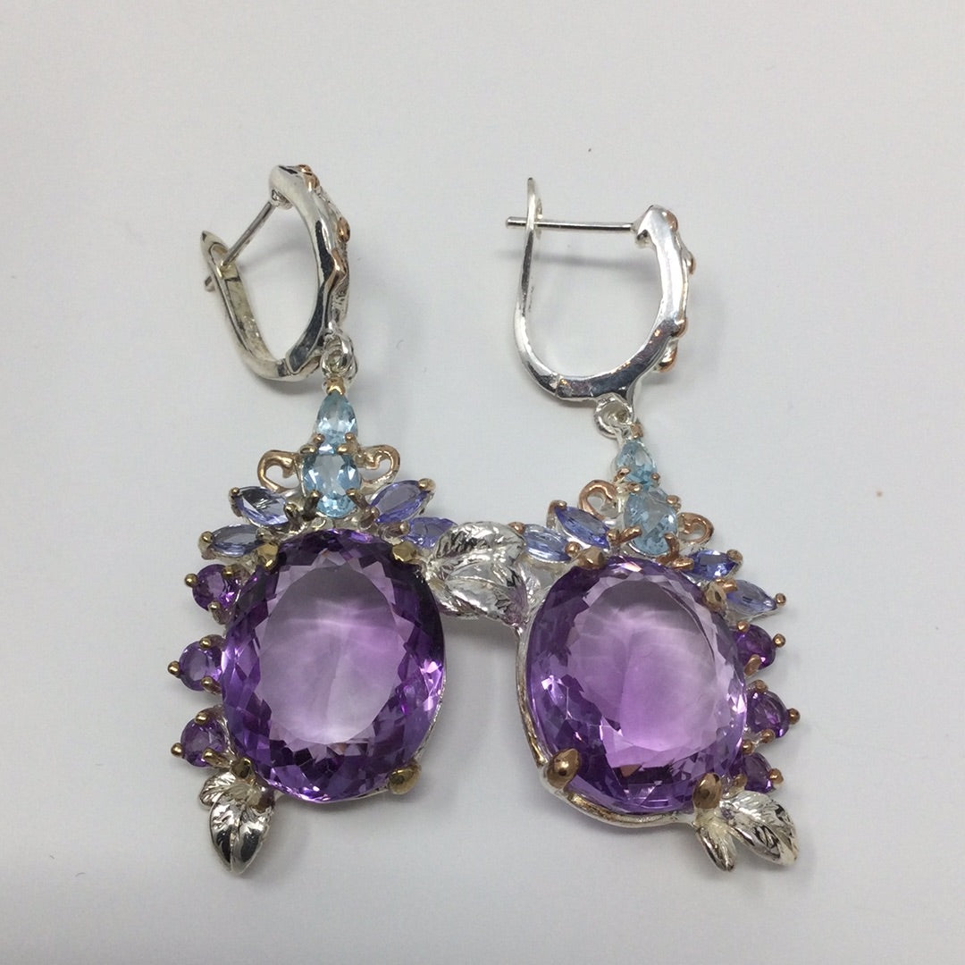 HOLD FOR VICTORIA Genuine Amethyst & Iolite Earrings