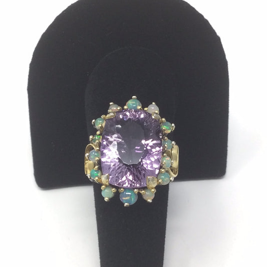 Genuine Amethyst & Opal Ring