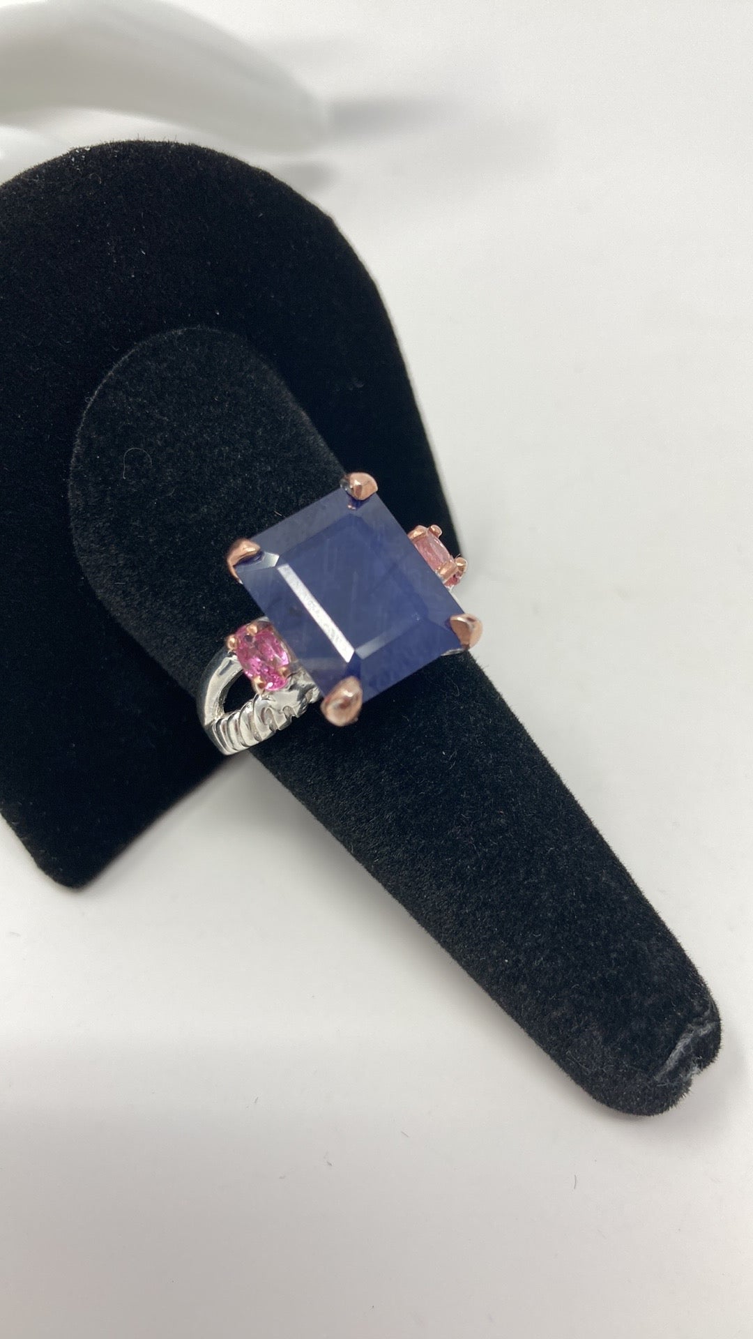 Sensual Genuine Sapphire & Pink Tourmaline Ring