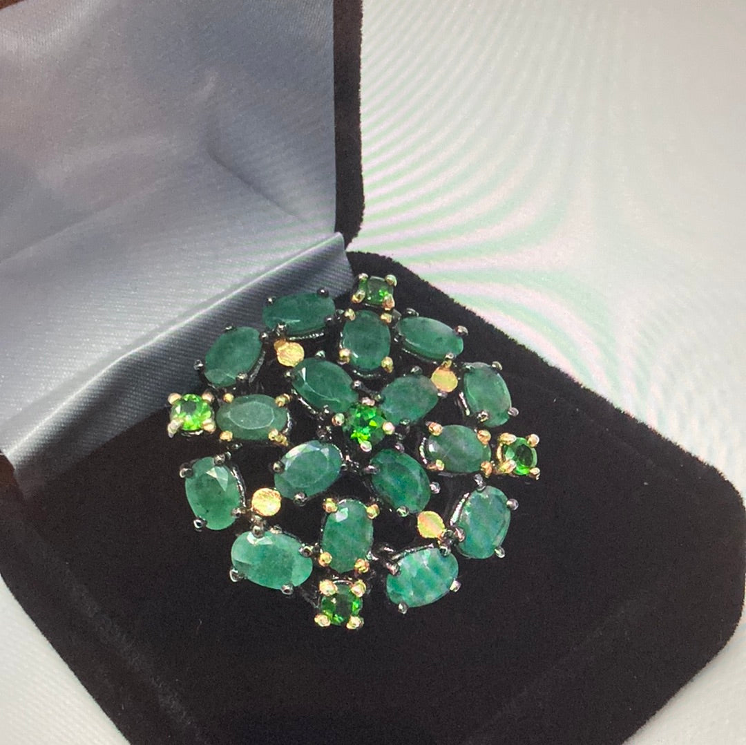 Starburst Genuine Emerald Ring