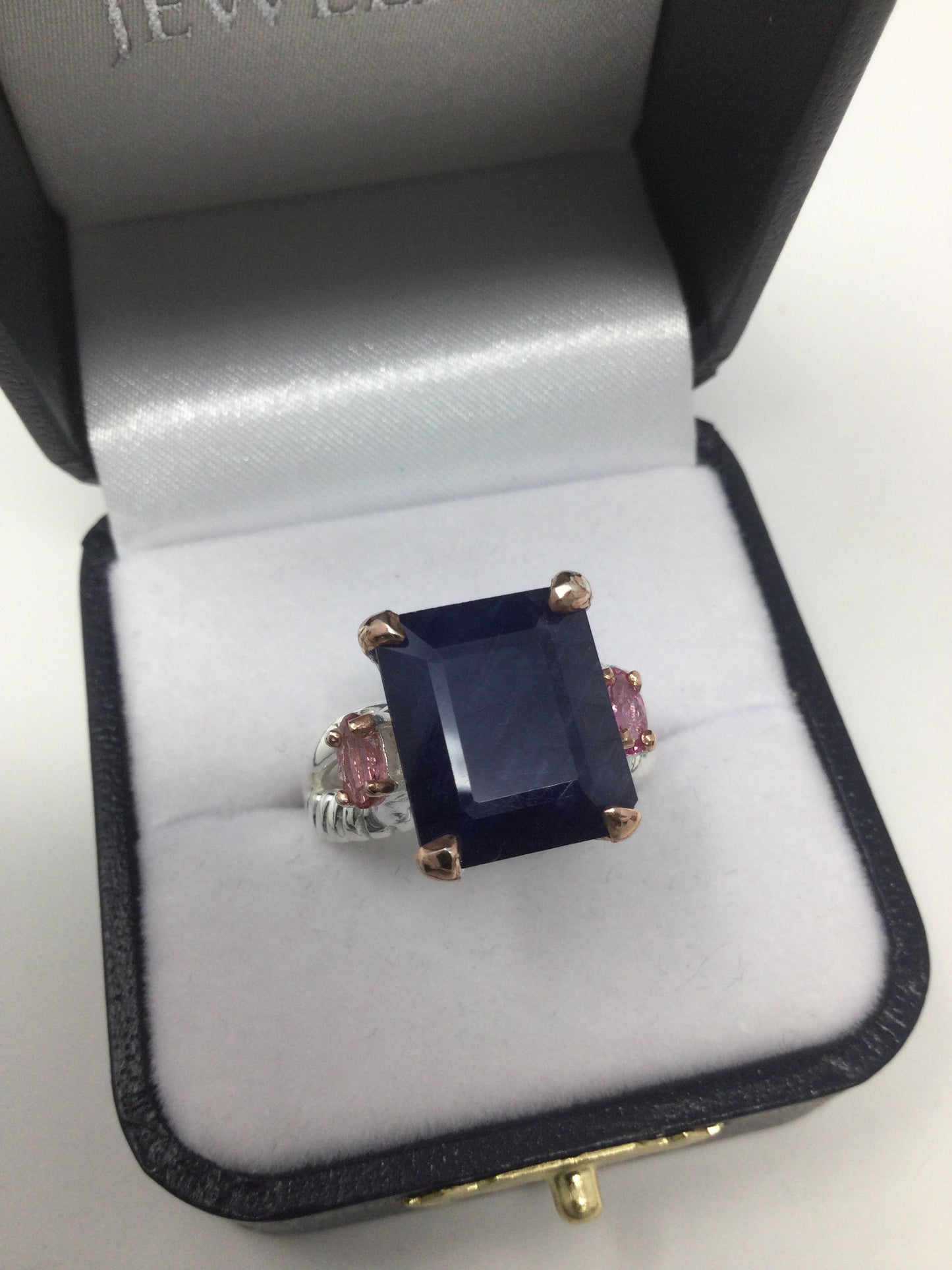 Sensual Genuine Sapphire & Pink Tourmaline Ring