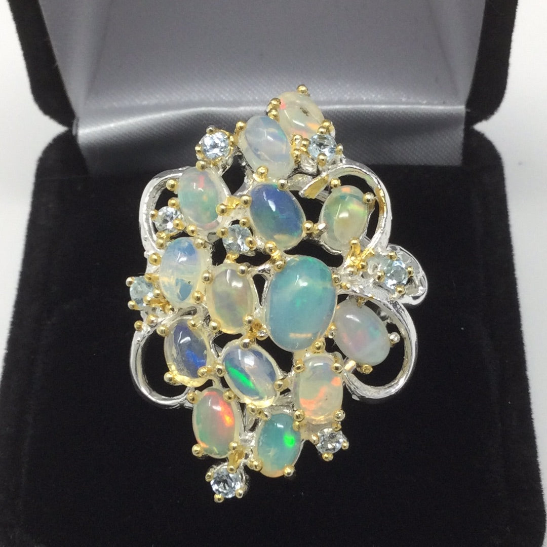 Opalescent Flash Opal  Ring