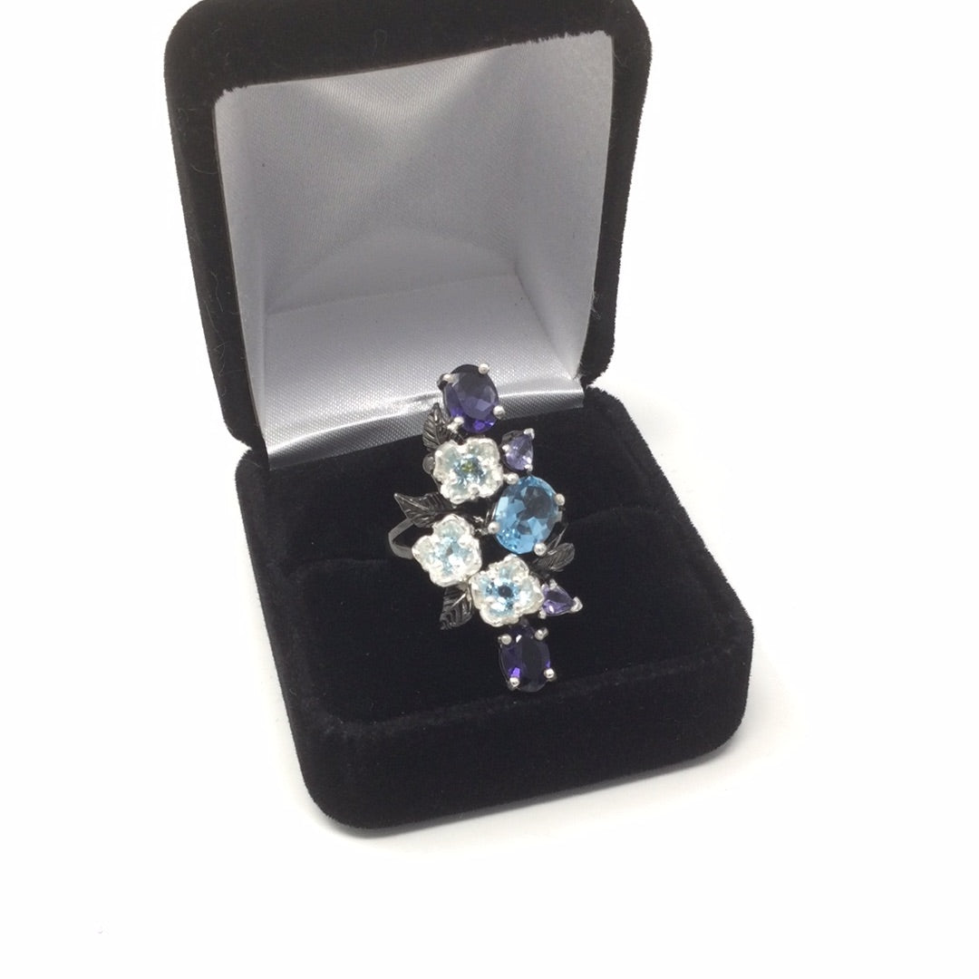 Genuine Blue Topaz & Iolite Ring