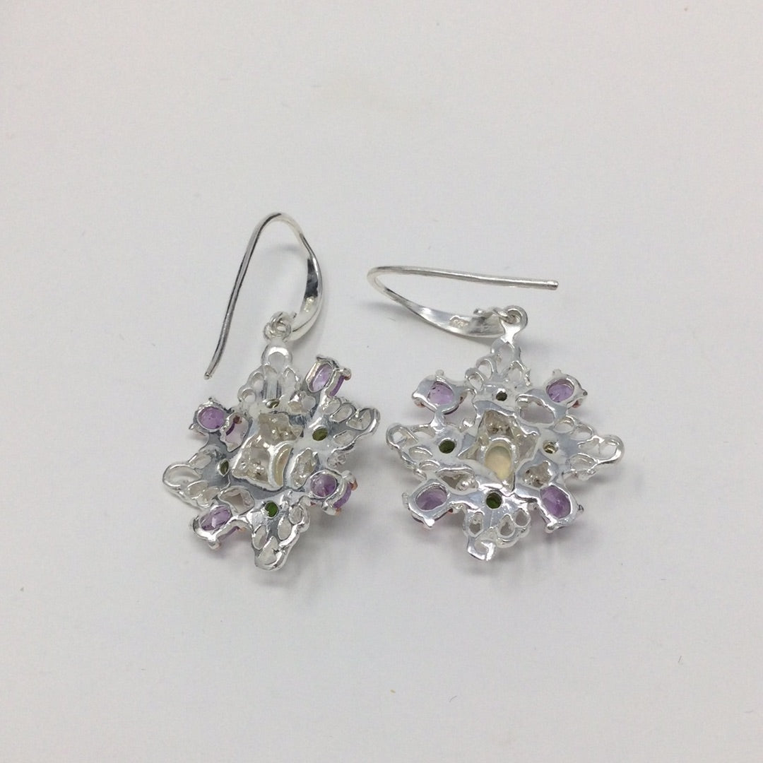 Genuine Gemstone Encrusted Earrings