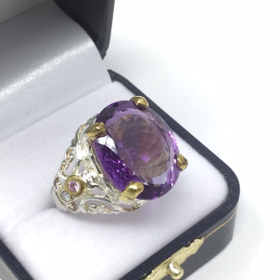 Intense Royal Purple Genuine Amethyst Ring