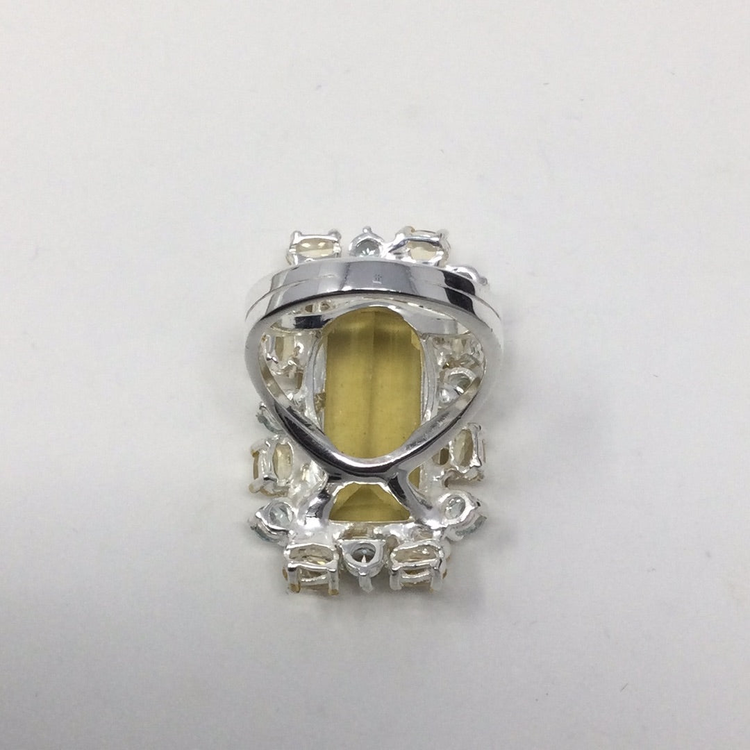 Inspiring 40 CTW Genuine Lemon Quartz, Citrine & Topaz Ring