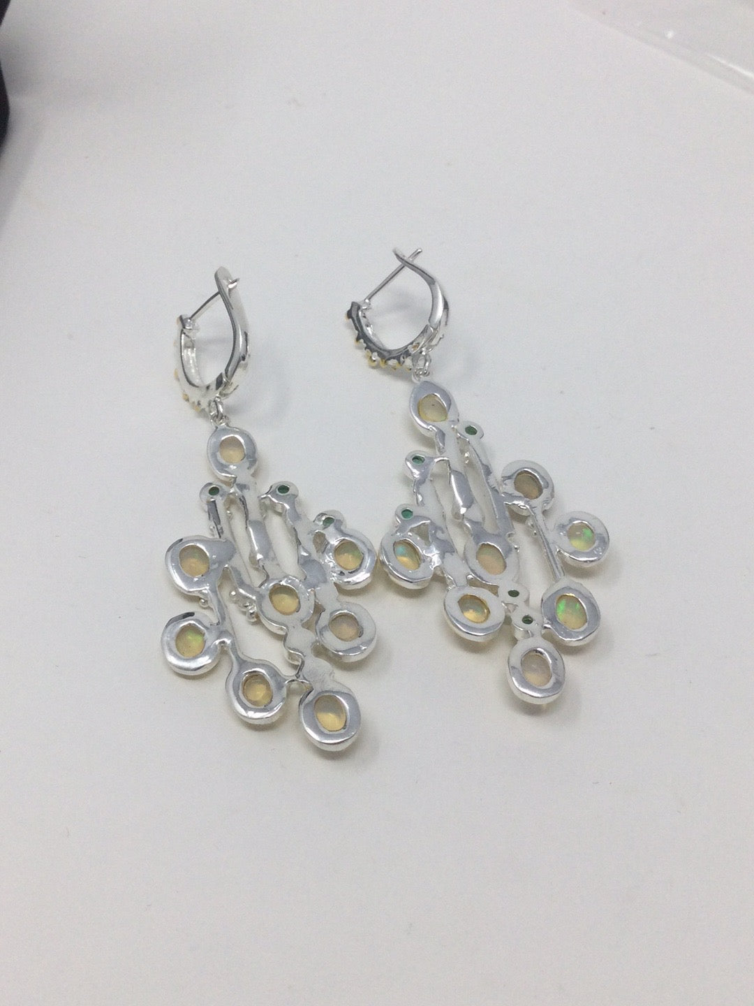 Sweeping Long Genuine Opal Earrings