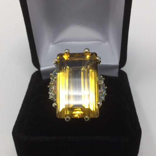 Emerald Cut Genuine Citrine Ring