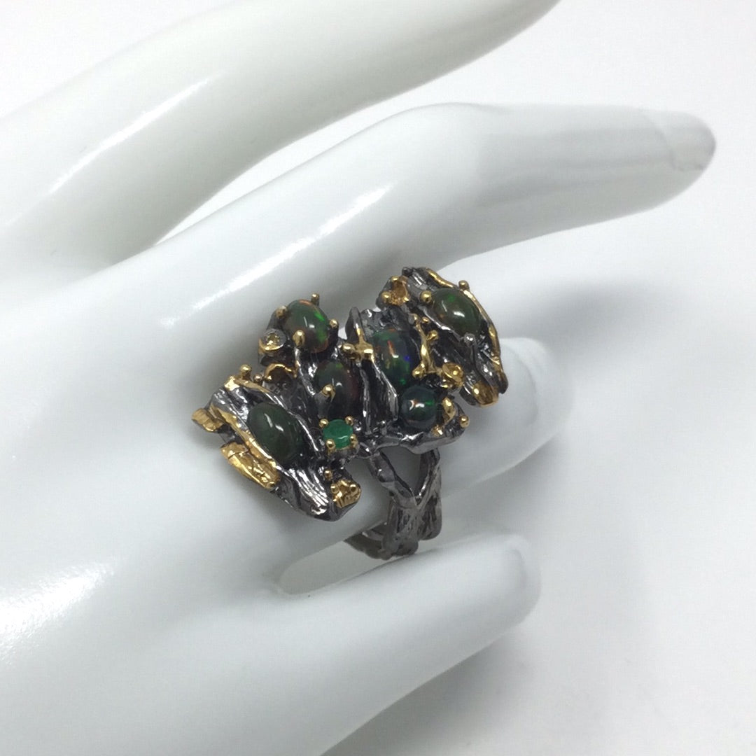 Rare Genuine Black Opal Ring