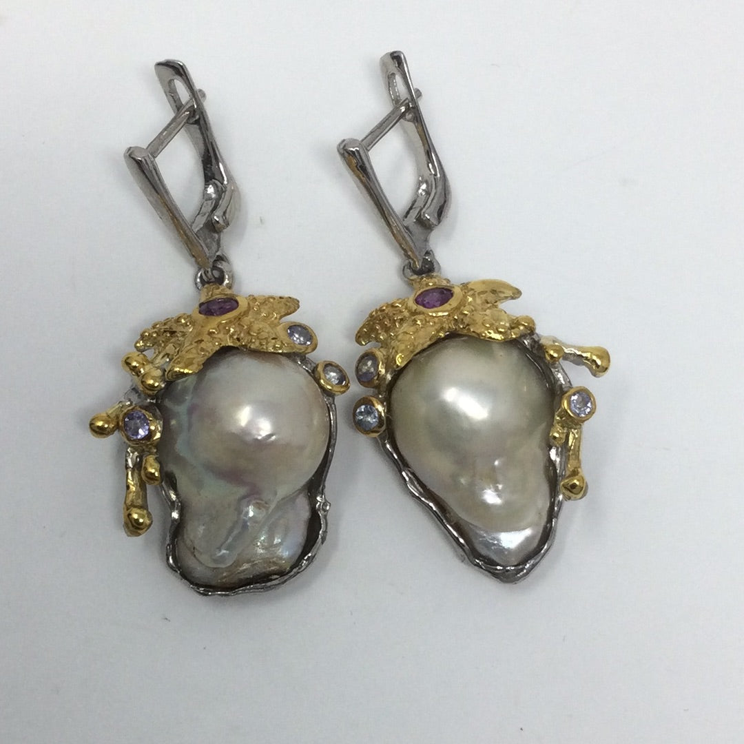 Genuine Baroque Pearl Earrings