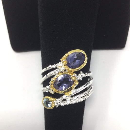 Genuine Iolites & Topaz Ring