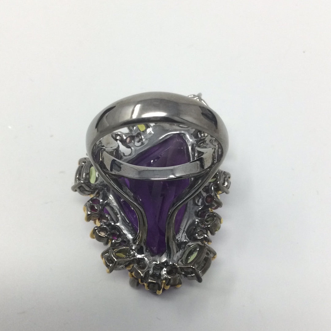 Rare Whopping 47+CTW Genuine Amethyst & Sapphire Ring