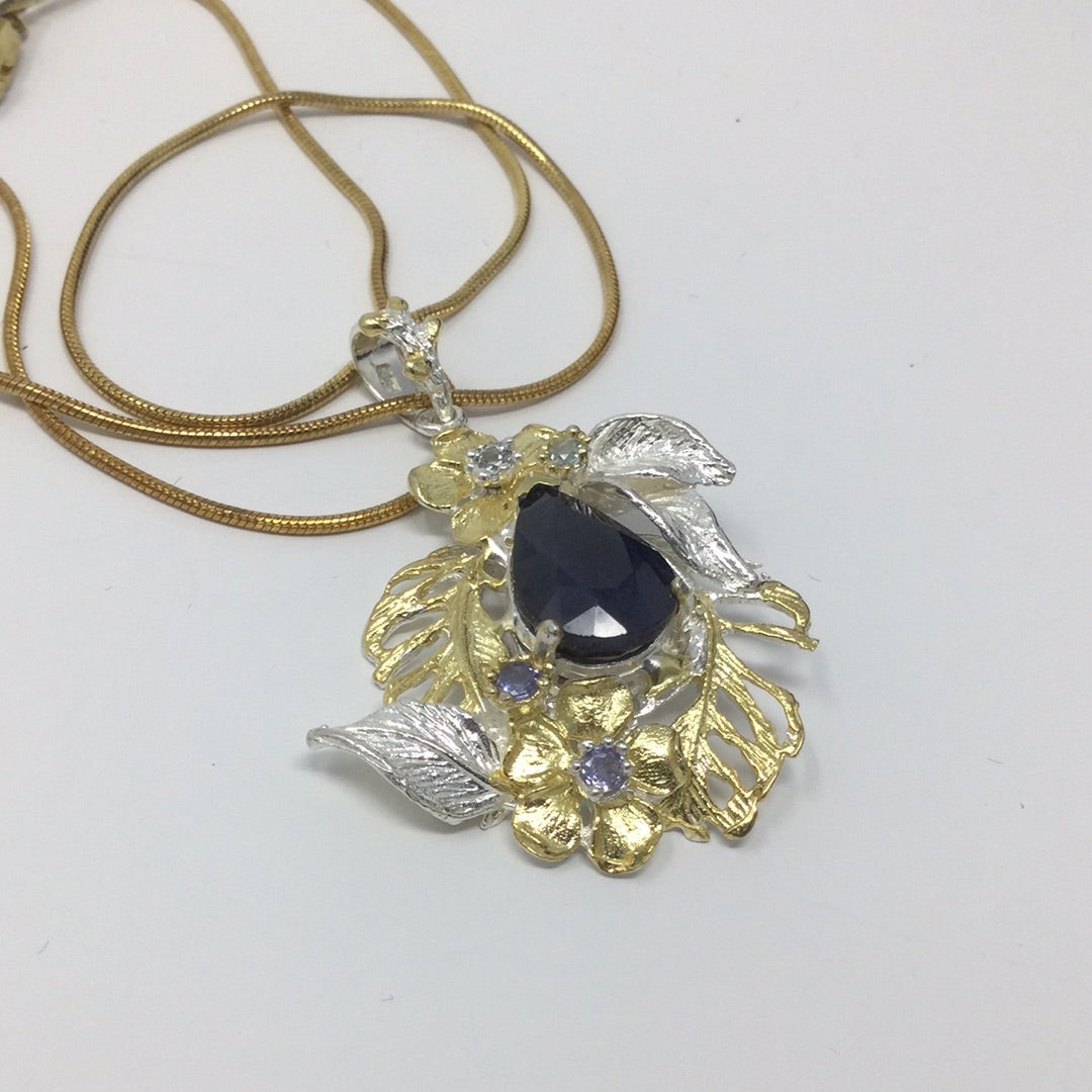 Genuine Sapphire & Tanzanite Pendant